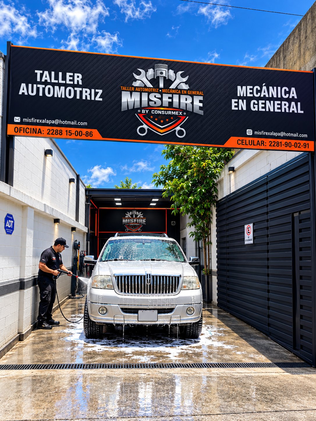 Letrero de Taller Misfire by CONSURMEX, mecánica en general